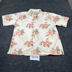 Clearwater Outfitters Hawaii Shirt Mens XL Beige Aloha Floral Beach Resort‎